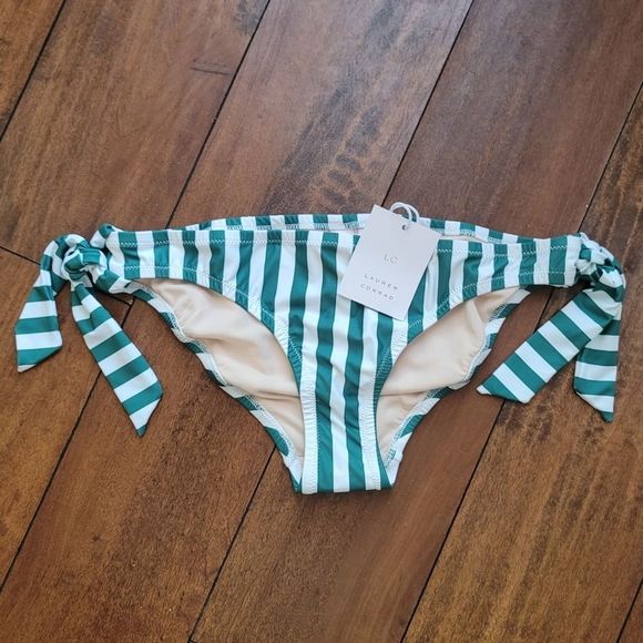 LC Lauren Conrad, Green & White Stripe Bikini Bottom - Picture 1 of 7